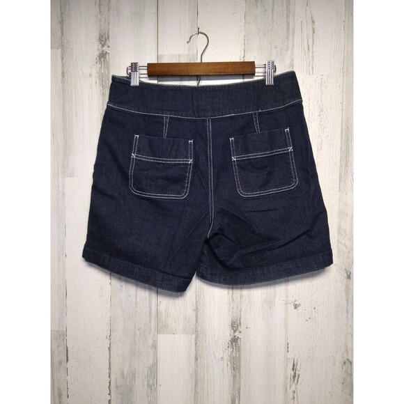 Lauren Jeans Co Women’s Size 6 Dark Wash Denim Shorts Side Buttons - Picture 3 of 5